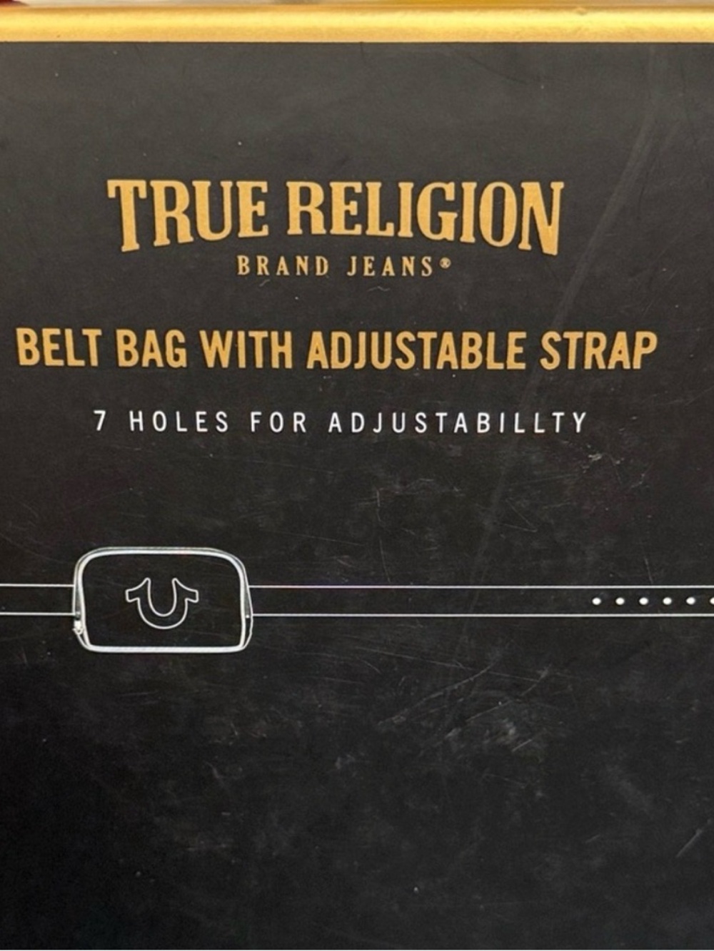 NWT True Religion Rhinestone Horseshoe Logo Studded Belt Bag Gift Set – Cream - Picture 2 of 3